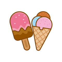Cute ice cream vector illustration isolated on white background 