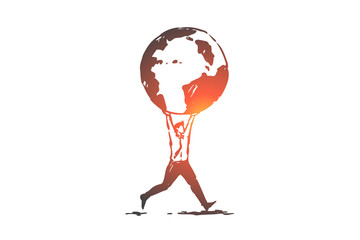 Business globalization concept sketch. Hand drawn isolated vector