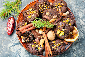 Plate with tasty Christmas cookies