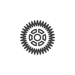 Cog gear line icon. Cogwheel linear style sign for mobile concept and web design. Gear wheel outline vector icon. Symbol, logo illustration. Vector graphics