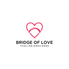 Love sign with bridge logo design Vector sign illustration template sign