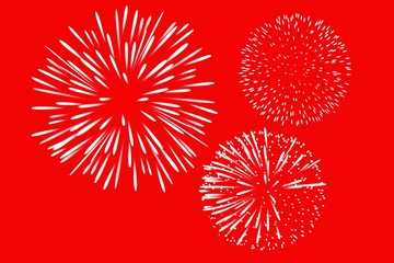 abstract background with fireworks on red 