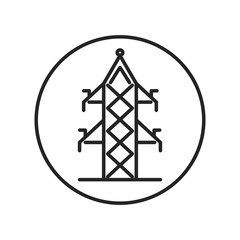 Electric tower icon. Outline thin line illustration. Isolated on white background. 