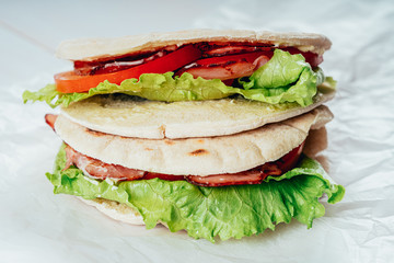 Bacon, Lettuce And Tomatoes Pitta