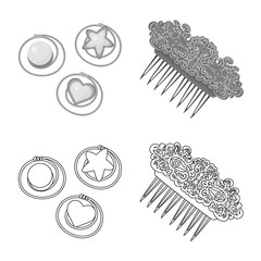 Vector illustration of beauty and fashion icon. Collection of beauty and female stock symbol for web.