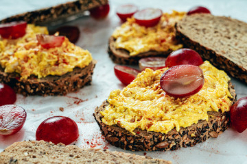 Curry Chicken Sandwiches With Red Grapes And Mango Chutney
