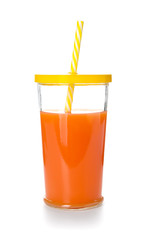 Glass of fresh juice isolated on white