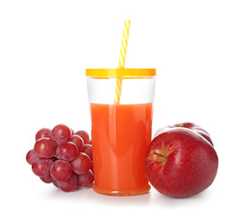 Glass of fresh fruit juice isolated on white