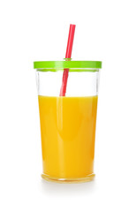 Glass of fresh juice isolated on white