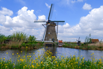 Famous windmill park Kinderdijk in Holland, Netherlands