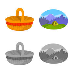 Vector illustration of cookout and wildlife icon. Collection of cookout and rest stock vector illustration.