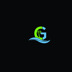 G letter beach coast icon logo vector free download