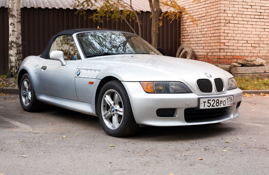 Silver gray BMW Z3 car with convertible roof
