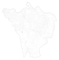 Satellite view of the London boroughs, map and streets of Bromley borough. England