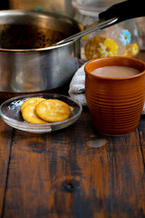 Closeup of cup of hot tea