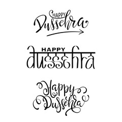 Happy Dussehra lettering.  Dussehra Calligraphy Poster Design.