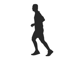 Silhouette running.This is men run exercise for Health At area Stadium Outdoors on white background with clipping path.