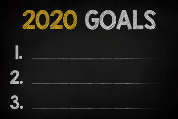 2020 Goals new year on chalkboard background