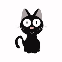 The picture is a black cat, the symbol of a cat. Vector drawing.