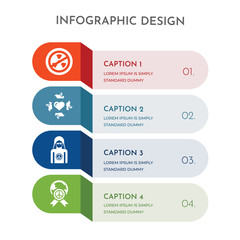 4 colorful filled icons set such as worldwide, woman, peace, nuclear
