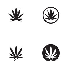 set of cannabis marijuana hemp leaf logo