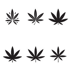 set of cannabis marijuana hemp leaf logo - obrazy, fototapety, plakaty