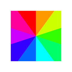 A simple square design is painted in the entire color palette on a white background