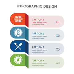 4 colorful filled icons set such as lightning, spear, sigma, pattern