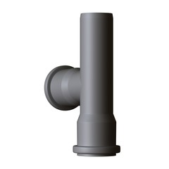 Plastic sewer pipe grey on white background, isolated. 3D rendering of excellent quality in high resolution. It can be enlarged and used as a background or texture.