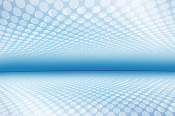 Empty halftone showcase interior blue background.