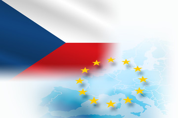 Flag of the Czech Republic- European Union member on a light blue background
