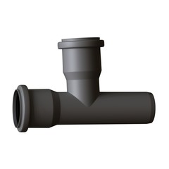 Plastic sewer pipe grey on white background, isolated. 3D rendering of excellent quality in high resolution. It can be enlarged and used as a background or texture.