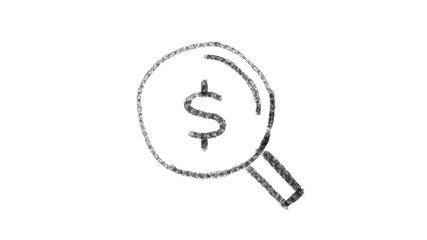 lens icon with dollar symbol drawn with drawing style on chalkboard, animated footage ideal for compositing and motiongrafics