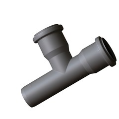 Plastic sewer pipe grey on white background, isolated. 3D rendering of excellent quality in high resolution. It can be enlarged and used as a background or texture.