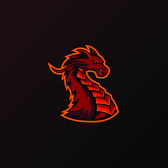 Angry dragon mascot illustration for sport and esport or gamer team logo.