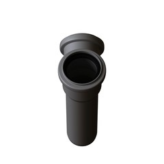 Plastic sewer pipe grey on white background, isolated. 3D rendering of excellent quality in high resolution. It can be enlarged and used as a background or texture.