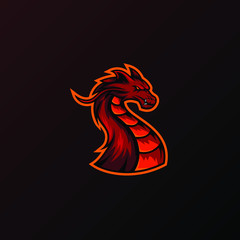 Angry dragon mascot illustration for sport and esport or gamer team logo.