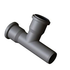 Plastic sewer pipe grey on white background, isolated. 3D rendering of excellent quality in high resolution. It can be enlarged and used as a background or texture.