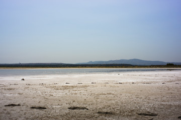 view on a dry salt lake in France.