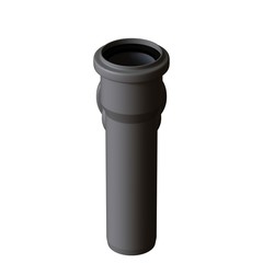 Plastic sewer pipe grey on white background, isolated. 3D rendering of excellent quality in high resolution. It can be enlarged and used as a background or texture.