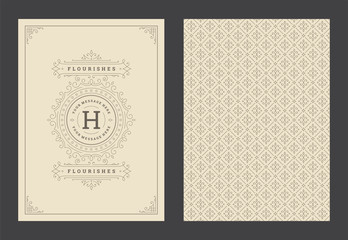 Vintage ornament greeting card calligraphic ornate swirls and vignettes frame design vector template - obrazy, fototapety, plakaty
