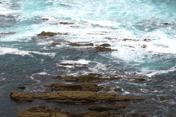 rocks in the Cantabrian Sea in Asturias
