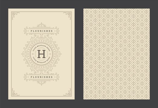 Vintage ornament greeting card calligraphic ornate swirls and vignettes frame design vector template