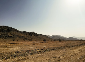 Landscape of desert view on extreme heat weather. Travel concept