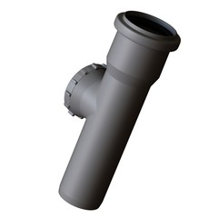 Plastic sewer pipe grey on white background, isolated. 3D rendering of excellent quality in high resolution. It can be enlarged and used as a background or texture.