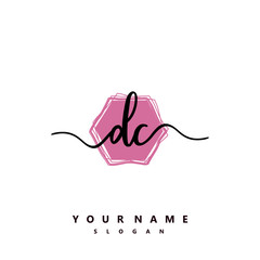 DC Initial handwriting logo vector	