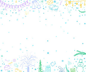 Fototapeta na wymiar Hand drawn christmas pattern. Sketchy wallpaper with holiday xmas elements