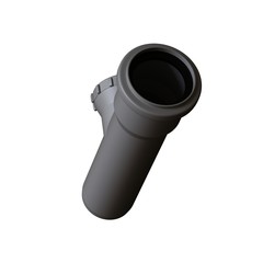Plastic sewer pipe grey on white background, isolated. 3D rendering of excellent quality in high resolution. It can be enlarged and used as a background or texture.