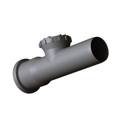 Plastic sewer pipe grey on white background, isolated. 3D rendering of excellent quality in high resolution. It can be enlarged and used as a background or texture.