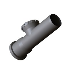 Plastic sewer pipe grey on white background, isolated. 3D rendering of excellent quality in high resolution. It can be enlarged and used as a background or texture.